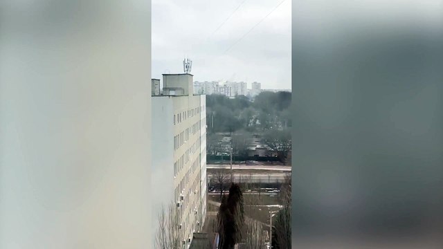 Video footage shows residential area in Kharkiv, Ukraine being hit by Russian strikes (SWNS)
