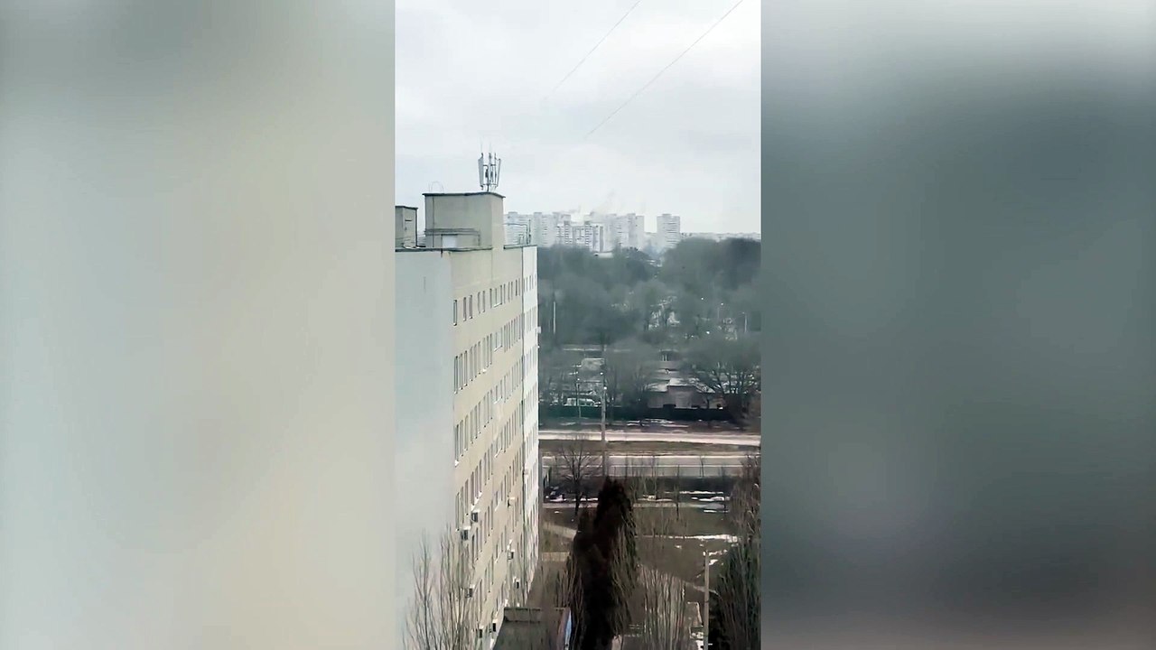 Video footage shows residential area in Kharkiv, Ukraine being hit by Russian strikes (SWNS)