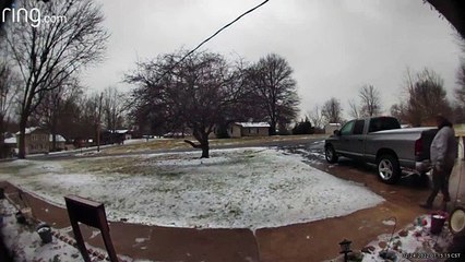 Man Slips on Ice and Lands Flat on His Back