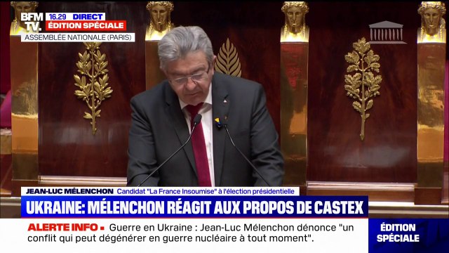 Jean-Luc Mélenchon: Je regrette que l'Union européenne ait décidé de 'fournir des armements nécessaires à une guerre'