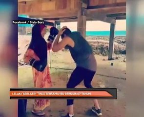 Lelaki 'berlatih' tinju bersama ibu berusia 67 tahun
