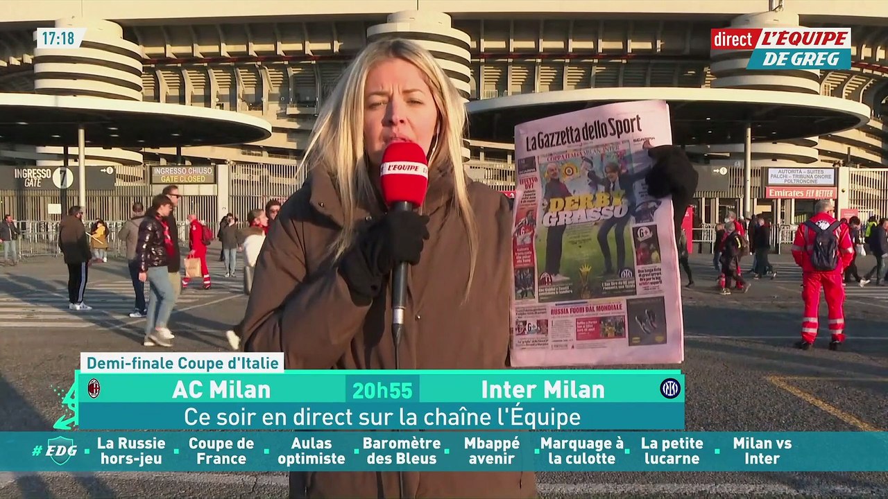 Milan AC-Inter Milan à la Une de la Gazzetta dello Sport - Foot - Coupe d'Italie - demi-finale