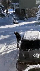 Friends Crack Up Over Friend Falling Using Crutches in Snow