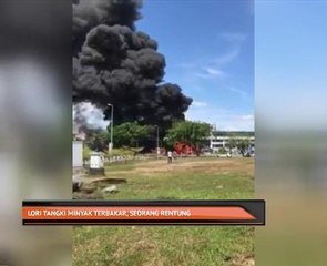 Lori tangki minyak terbakar, seorang rentung