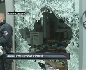 Clean-up after protests at G20 summit