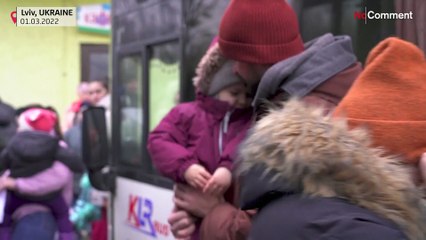 Family separated in Lviv as wife and daughter leave