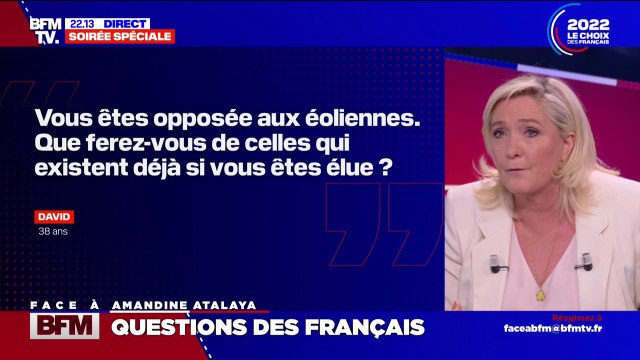 Marine Le Pen veut entamer le chantier de démantèlement des éoliennes existantes