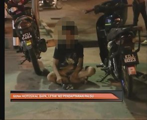 Guna motosikal bapa, letak nombor pendaftaran palsu