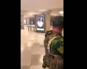 Brussels passenger in station during shooting - video