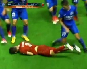 Players mass brawl during Chinese Super League match