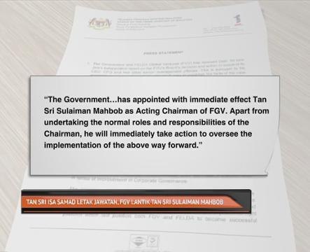 Tan Sri Isa Samad letak jawatan, FGV lantik Tan Sri Sulaiman Mahbob