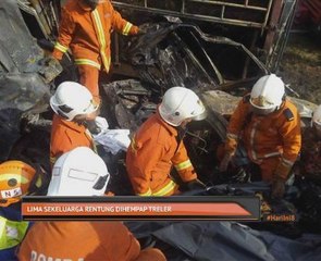 Lima sekeluarga rentung dihempap treler