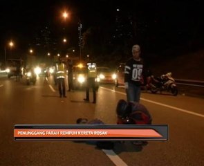 Penunggang parah rempuh kereta rosak