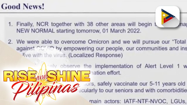 Pilipinas, nakaraos na sa matinding pagsubok dala ng Omicron variant ayon kay Vaccine Czar USec. Carlito Galvez, Jr.