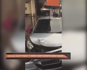 Seorang wanita parah, 3 cedera, kereta rempuh gerai makan