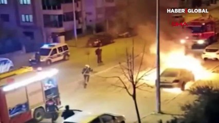 Denizli'de bir kişi kadın kıyafeti giyip eşinin aracını kundakladı