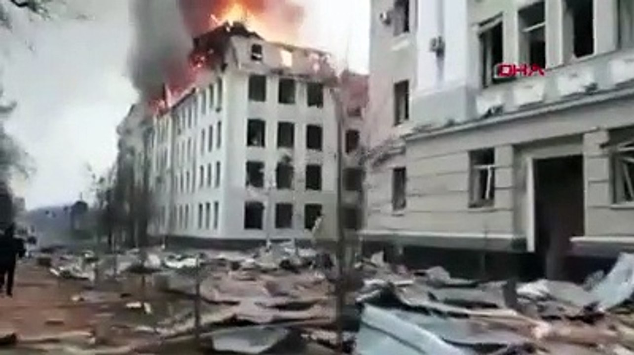 Ukrayna alev alev! Harkov'da emniyet ve üniversite binası vuruldu