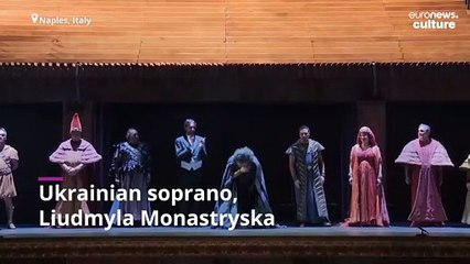 Ukrainian and Russian opera stars in emotional embrace after performance