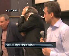 Frenchman gets pie in face in Belgrade