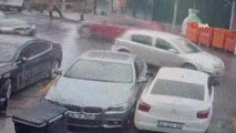 Eyüpsultan'da lüks otomobilden 50 bin TL değerinde 'hayalet gösterge' hırsızlığı kamerada... Görünmemek için bir araçtan diğerine atladı