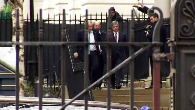 Boris Johnson departs Downing Street alongside Ukraine ambassador