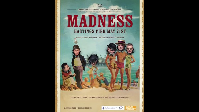 A look back to when Madness lead singer Suggs screwed the last decking plank into Hastings Pier in March 2016.