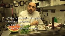 Des tapas de pastèque à l’huile de roquette et anchois avec le Chef Alberto Herraiz