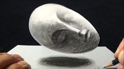 How to Draw Sleeping Muse - Brancusi-s sculpture - Trick Art on Paper - VamosART
