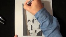 Drawing Skull from the Hole- Trick Art 3D
