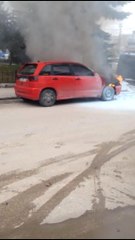 Park halindeki otomobil alevlere teslim oldu