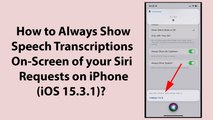 How to Always Show Speech Transcriptions On-Screen of your Siri Requests on iPhone (iOS 15.3.1)?