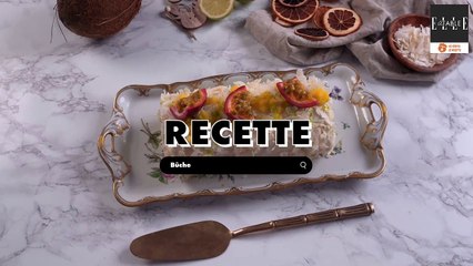 Bûche exotique chocolat blanc, passion