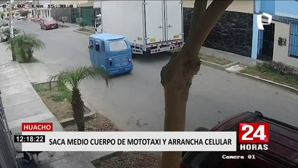 Huacho: delincuente saca medio cuerpo de mototaxi y arrancha celular, pero es capturado