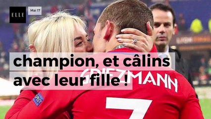 tendre baisers pour le champion Antoine Griezmann, et câlins avec leur fille !