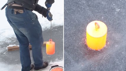 What happens when placing a molten weight on a frozen lake?