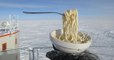 A scientist's hilarious attempt at eating spaghetti in Antartica