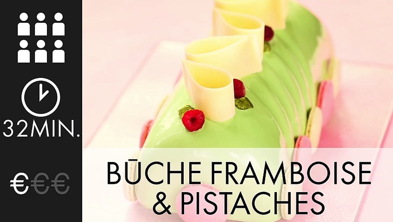 Bûche framboises et pistaches