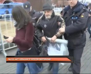 Protes anti kerajaan di Moscow berterusan