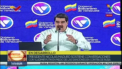 Presidente Nicolás Maduro apoya negociaciones entre Rusia y Ucrania
