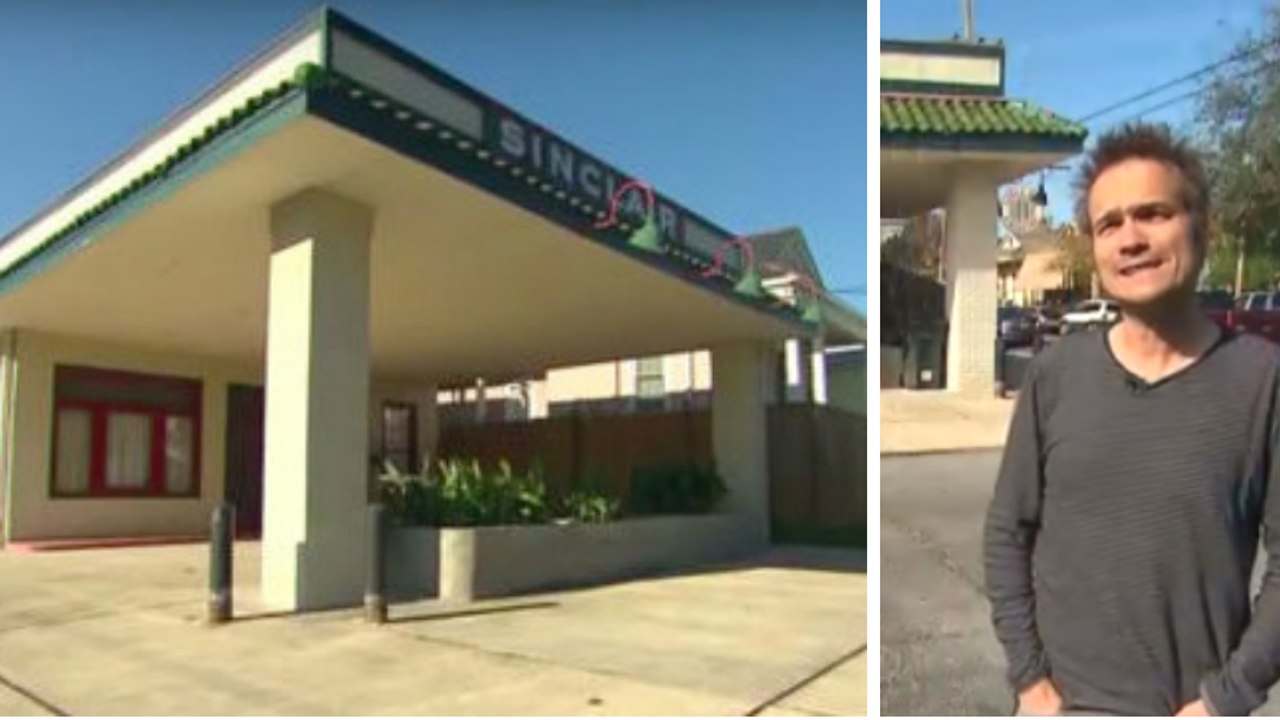 Reporter filmen, was sich hinter den Mauern der alten Tankstelle verbirgt