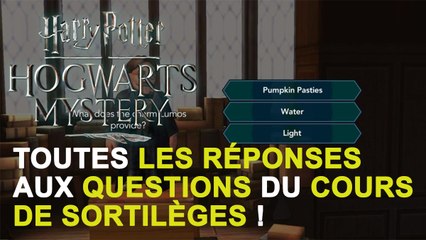 Harry Potter Secret à Poudlard : réponses aux questions du cours de sortilèges