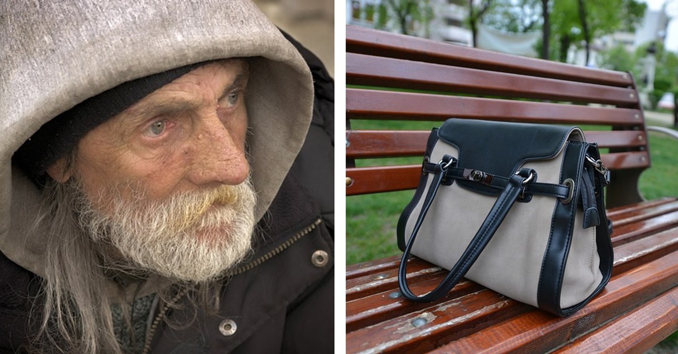 Obdachloser findet Handtasche voller Wertsachen, seine Reaktion verblüfft alle