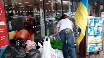Donation station for Ukraine in Crawley