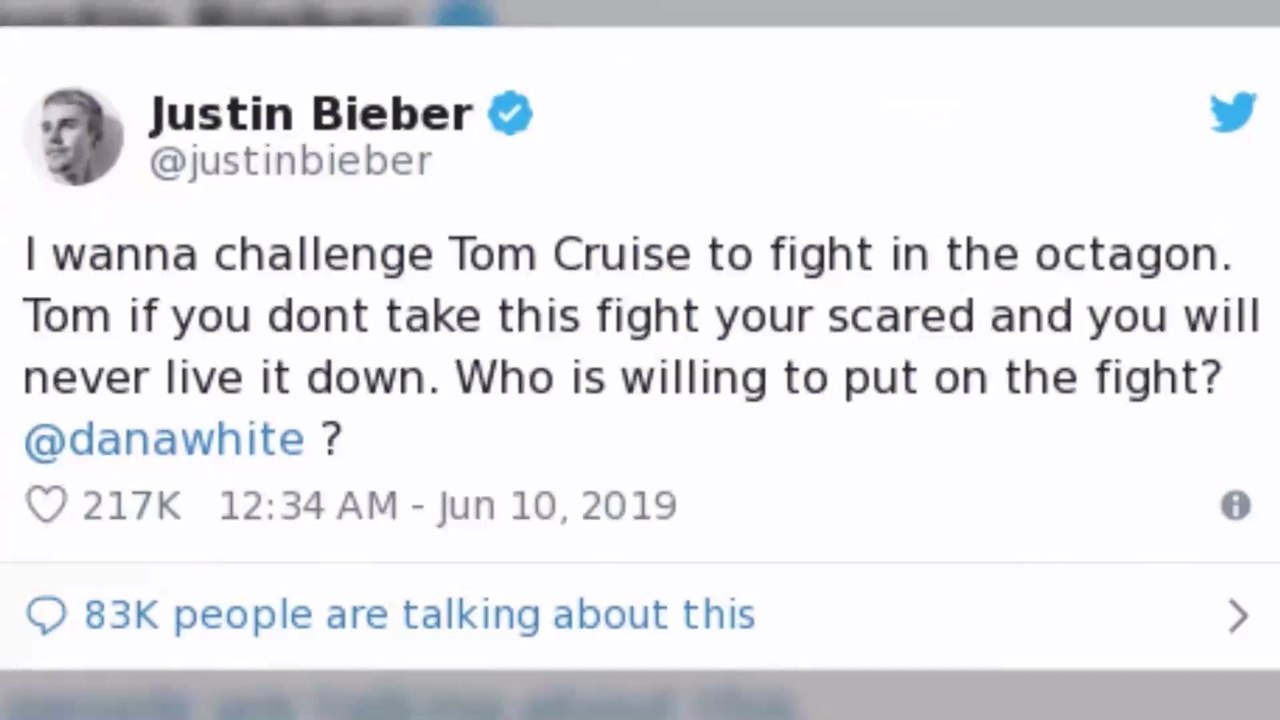'Ich bin gefährlich': Justin Bieber ist immer noch heiß auf Match gegen Tom Cruise