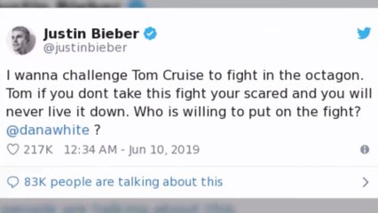 "Ich bin gefährlich": Justin Bieber ist immer noch heiß auf Match gegen Tom Cruise