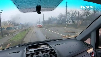 ITV News crew comes face to face with Russian heavy armour