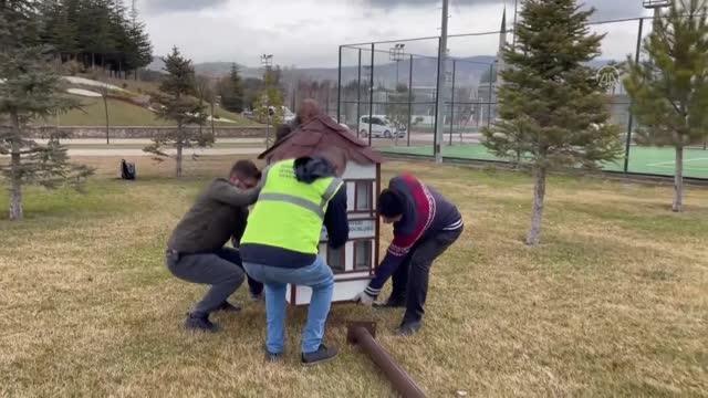 Kuşlar için dubleks evler yerleştiriliyor