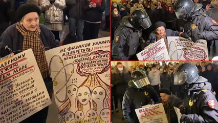 Rus polisi 77 yaşındaki Yelena Osipova'yı böyle gözaltına alındı