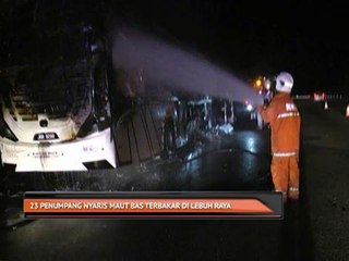 23 penumpang nyaris maut apabila bas terbakar di lebuh raya