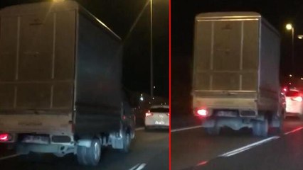 D-100'de kamyonet sürücüsünün makas terörü kamerada